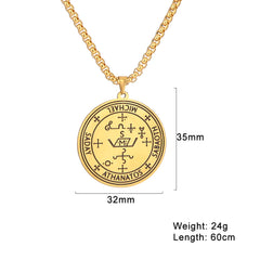 Seal of Archangel Michael Necklace Protective Talisman Pendant Double Layer