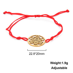 Flower of Life Metatron Cube Bracelet for Women Men Adjustable Rope Chain Stainless Steel Charm Bracelet Couple Jewelry