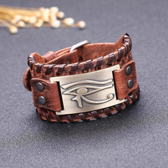 Eye of Horus Leather Bracelet  Wiccan Ancient Egyptian Amulet Gothic Wristband for Men Women Gift