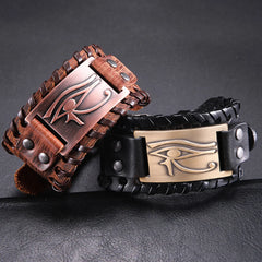 Eye of Horus Leather Bracelet  Wiccan Ancient Egyptian Amulet Gothic Wristband for Men Women Gift