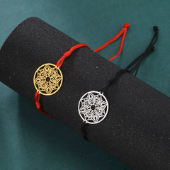 Flower of Life Metatron Cube Bracelet for Women Men Adjustable Rope Chain Stainless Steel Charm Bracelet Couple Jewelry