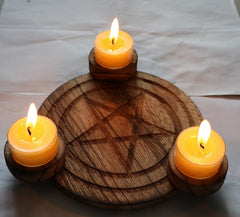 Prato de suporte para velas com pentagrama