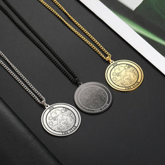 Dawapara New Round Tarot Card Necklace Women Stainless Steel Jewelry The Major Arcana Astrology Amulet Pendants Couple Necklace - My dear oraculo store