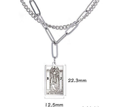 Dawapara Tarot Necklace Double Layer Women Stainless Steel Necklace- My dear oraculo store
