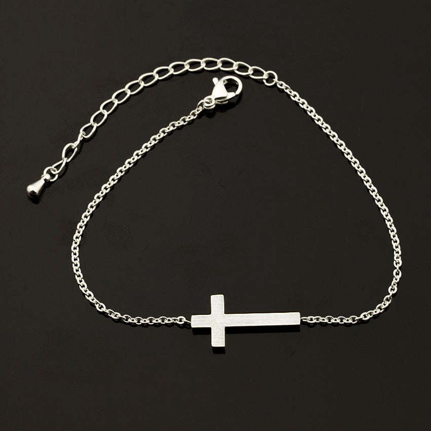 Stylish ankle bracelet with cross.