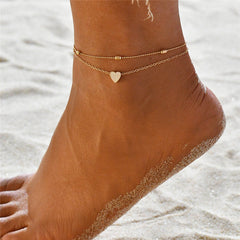 "Bohemian Heart Anklet: Beach Jewelry"