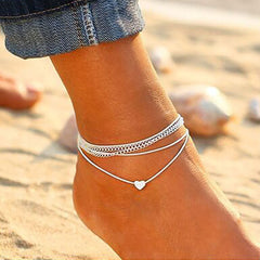 "Bohemian Heart Anklet: Beach Jewelry"