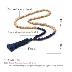 Bohemian Stylish Tassel Yoga Handmade Natural Stone Tassel Necklace For Women Bow Tie Necklaces