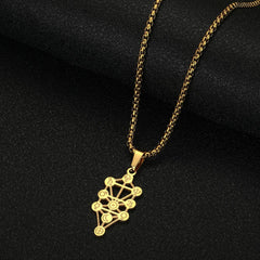 LUTAKU Stainless Steel Vintage Geometric  Kabbalah Tree of Life Charm Pendant Necklace For Women Men Astrology Talisman Jewelry - My dear oraculo store