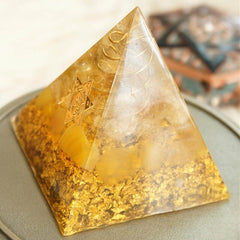 Orgonite Pyramid 5cm Symbols Lucky Citrine Pyramid Energy Converter To Gather Wealth And Prosperity Resin Decoration